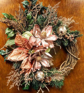 Modern Rustic Holiday Fantasy Wreath (Rose Gold)